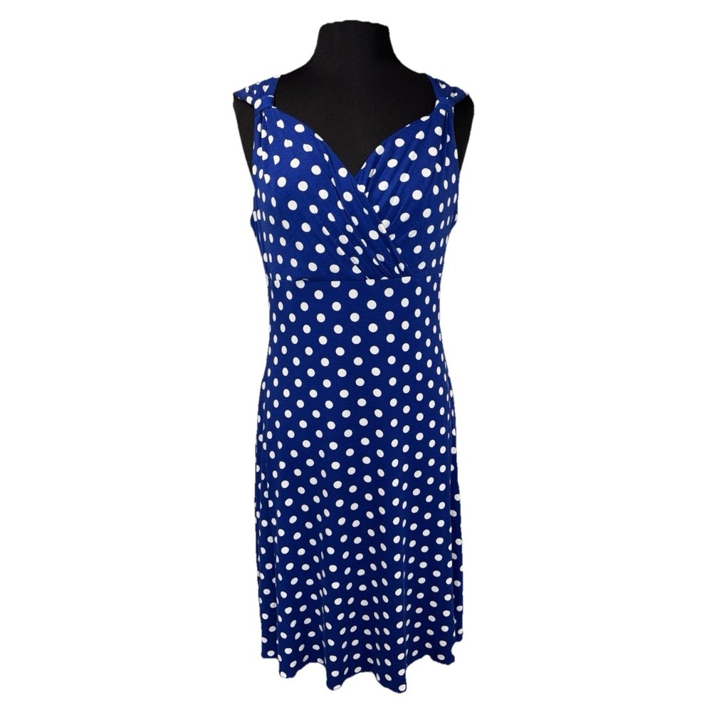 NEW Cartise Polka Dot Sundress Women's Size 8 Royal Blue Summer Vacation Flirty